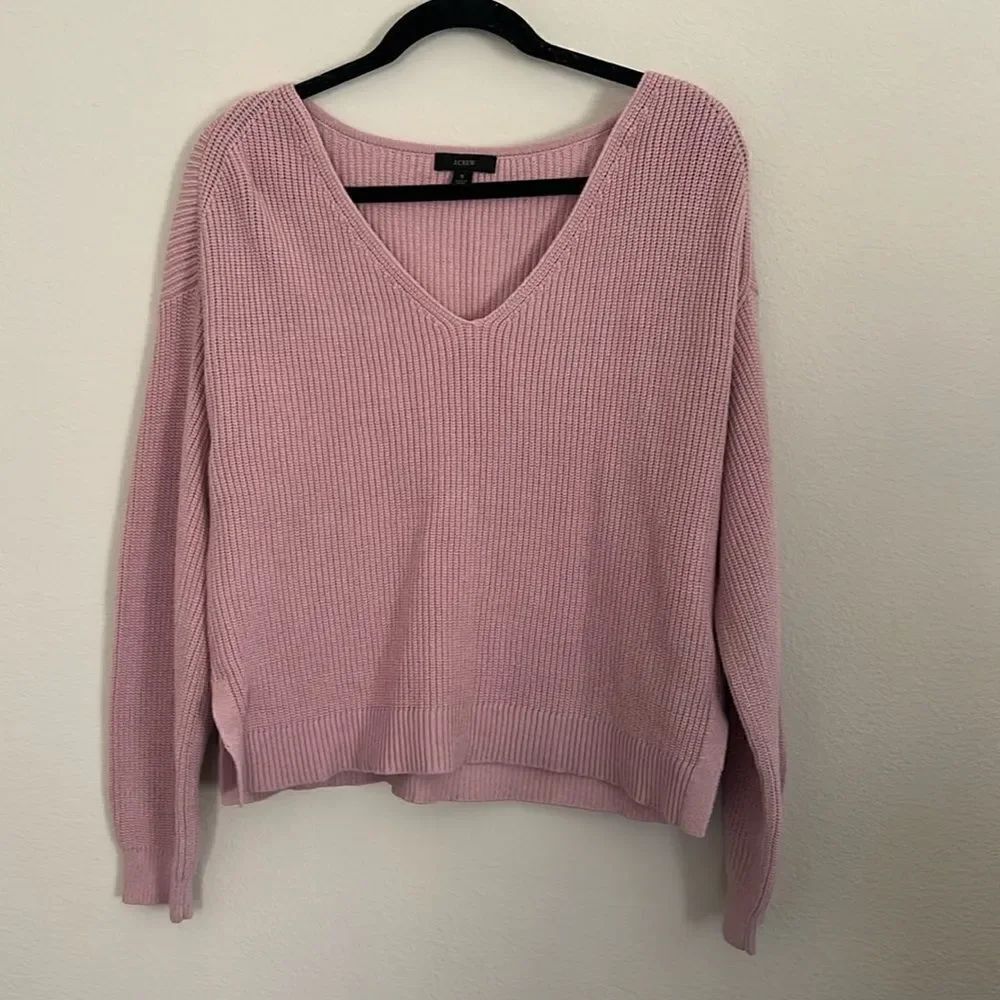 J.Crew Cotton V-Neck Sweater Women’s Size S Ribbed Knit Pullover Relaxed Fit